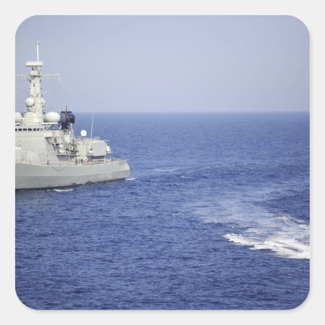 Adesivo Quadrado Equipe de marinho portuguesa num barco insuflável (Frente)