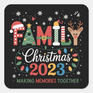 Adesivo Quadrado Equipe de Natal de 2025 Somos Família Festa Festiv