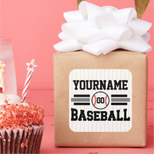 Adesivo Quadrado Equipe de NOME Personalizada do Jogador de Basebal