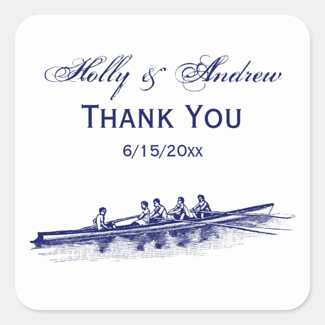 Adesivo Quadrado Equipe de Tripulação Azul Removendo Esportes de Ág (Frente)