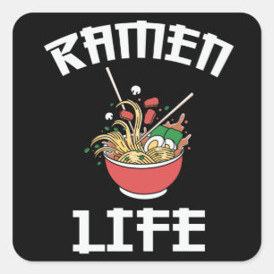 Adesivo Quadrado Equipe do Clube Ramen   Ramen Life Lovely Design