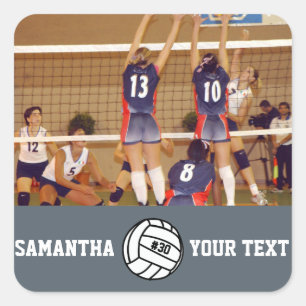 Adesivo Quadrado Equipe personalizada de nomes de fotos de vôlei n