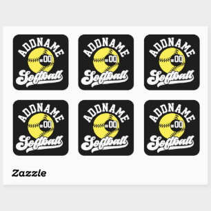 Adesivo Quadrado Equipe Retroativa de NOME ADD do Jogador de Softba