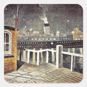 Adesivo Quadrado Eric Ravilious art, S.S. Brighton Saindo De Newhav
