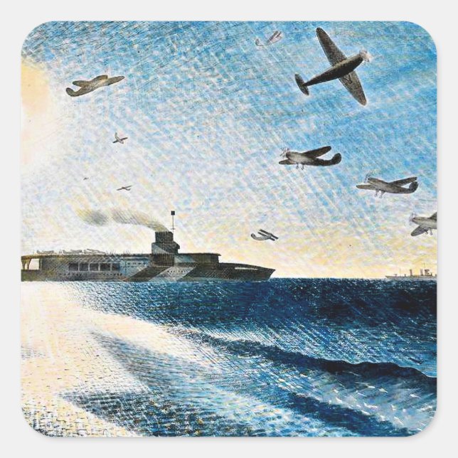 Adesivo Quadrado Eric Ravilious - HMS Glorious no Ártico (Frente)