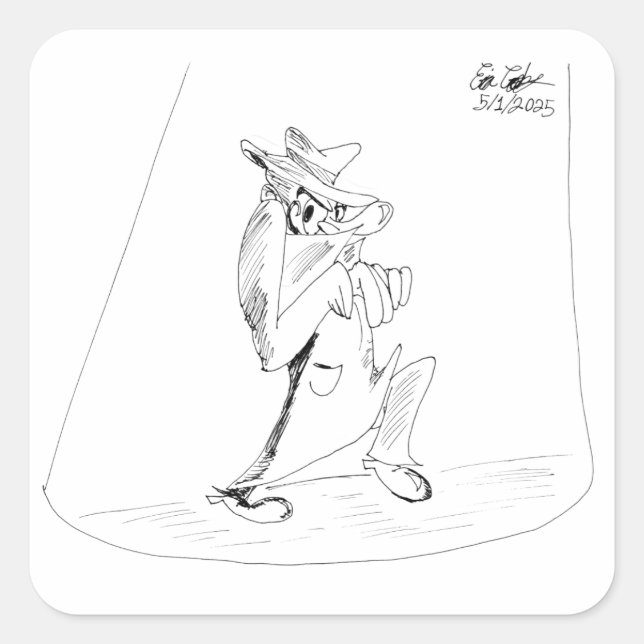 Adesivo Quadrado Erica Crooks Comics - sneaky villain man (Frente)