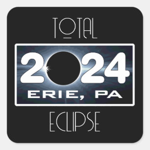 Adesivo Quadrado Erie Pennsylvania Eclipse abril de 2024 Total Sola
