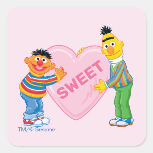 Adesivo Quadrado Ernie & Bert Big Namorados Heart