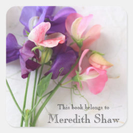 Adesivo Quadrado Ervilhas doces na folha de papel texturizada