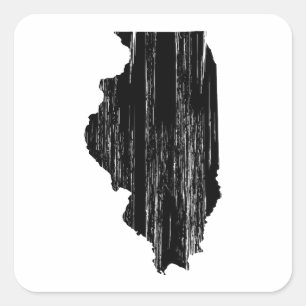 Adesivo Quadrado Esboço afligido do estado de Illinois