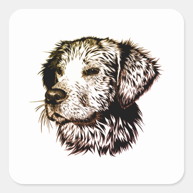 Adesivo Quadrado Esboço de Cachorrinho Marrom (Frente)