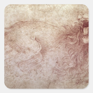 Adesivo Quadrado Esboço de um leão rujir