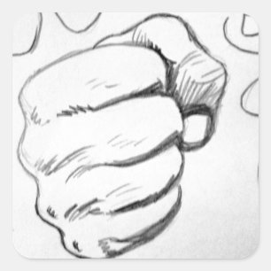 Adesivo Quadrado Esboço do Lápis de Esmagamento de pop Art