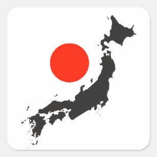 Adesivo Quadrado Esboço e círculo do mapa de Japão