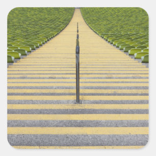 Adesivo Quadrado Escada de estádio entre fileiras de assentos verde