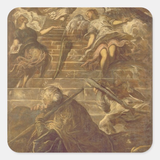 Adesivo Quadrado Escada de Jacob (óleo na canvas) (Frente)