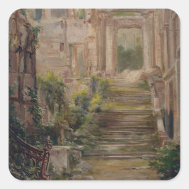 Adesivo Quadrado Escadas de Ruínas do Castelo de santo-Nuvem