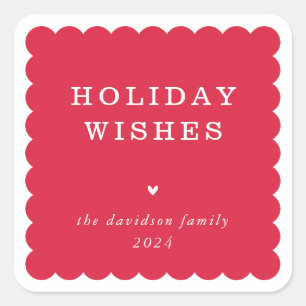 Adesivo Quadrado ESCALA BORDA moderna, fofo-borda festiva vermelho