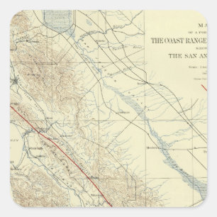 Adesivo Quadrado Escalas de costa que mostram a falha de San