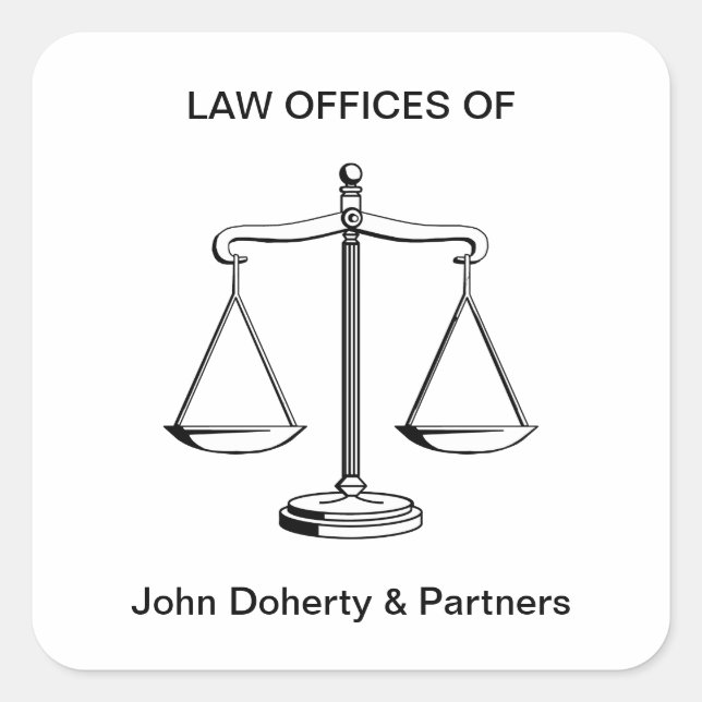 Adesivo Quadrado Escalas de Justiça | Serviço Jurídico (Frente)