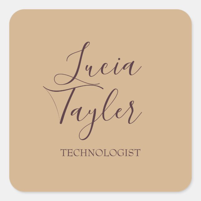 Adesivo Quadrado Escamudo de script de negócios elegante (Frente)