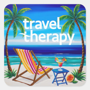 Adesivo Quadrado Escape de Férias do Viagem de Terapia viagem