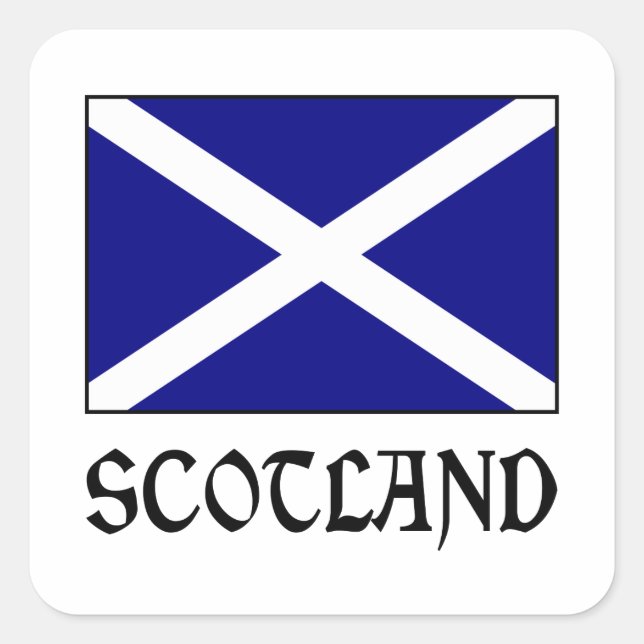 Adesivo Quadrado Escócia e Bandeira Escocesa (Frente)