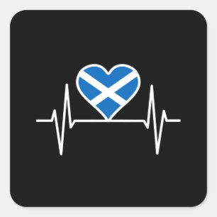 Adesivo Quadrado Escócia - Scotland Flag Heartbeat
