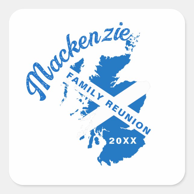 Adesivo Quadrado Escócia Sinalizador de Reunião Familiar (Frente)