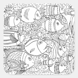 Adesivo Quadrado Escola De Peixe Inspirada
