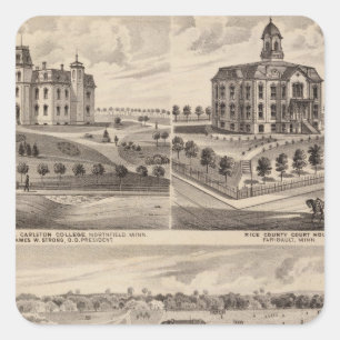 Adesivo Quadrado Escola de Shattuck, Faribault Willis Salão,