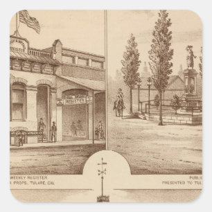 Adesivo Quadrado Escola de Tulare, Califórnia
