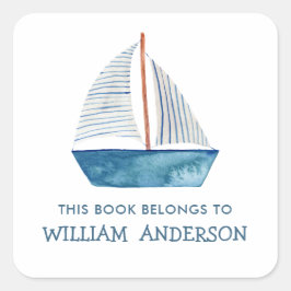 Adesivo Quadrado Escola Personalizada de Barcos Azuis Náuticos