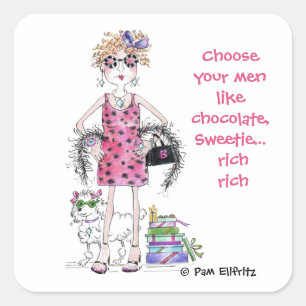 Adesivo Quadrado Escolha seus homens como Chocolate, Rico