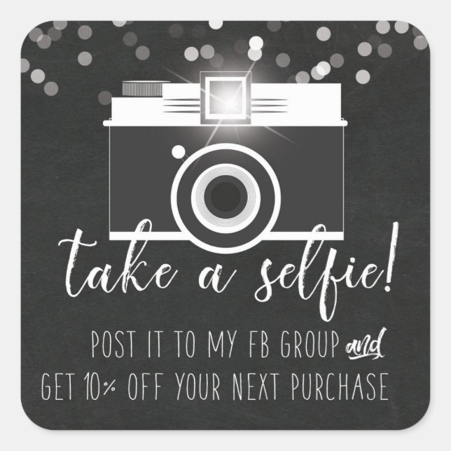 Adesivo Quadrado Escolha um Autocolante de fidelidade do cliente (Frente)