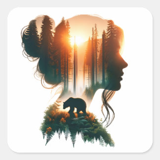 Adesivo Quadrado Escolho o Urso