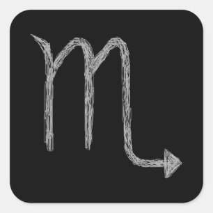 Adesivo Quadrado Escorpião. Sinal da astrologia do zodíaco. Preto