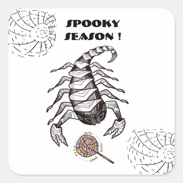 Adesivo Quadrado Escorpião Spooky (Frente)