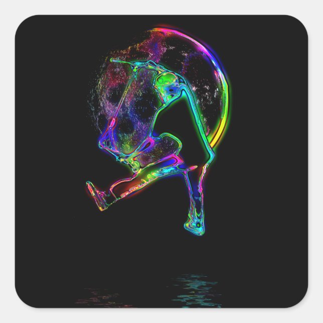 Adesivo Quadrado Escove a lua - Carimbo do Patinete (Frente)