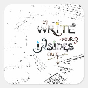 Adesivo Quadrado Escreva suas Dentro! Lema de escritores motivacion