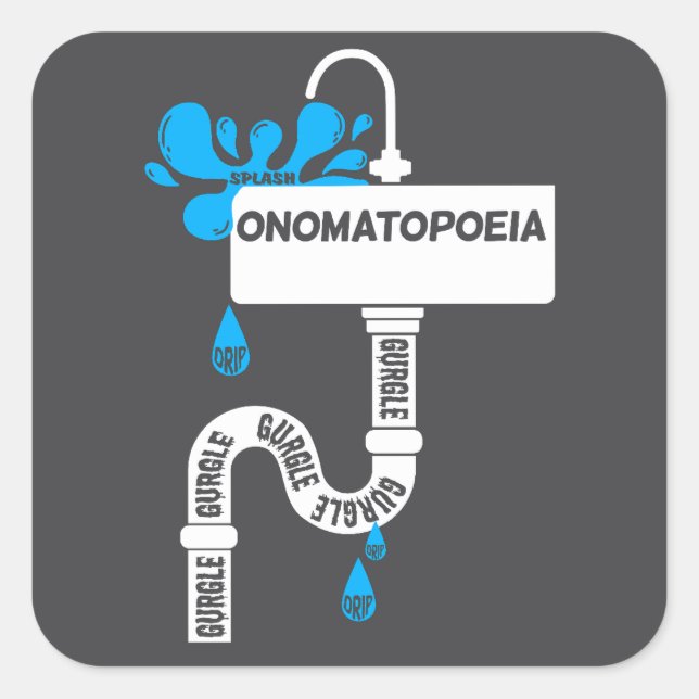 Adesivo Quadrado Escrevendo criativo ou poesia da nomatopoeia (Frente)