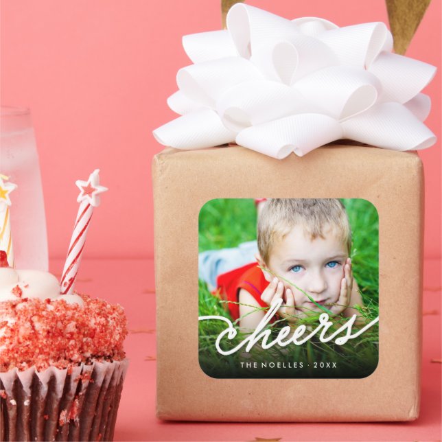 Adesivo Quadrado Escrita Caligráfica de Aplaudimentos Foto Moderna  (Festa)