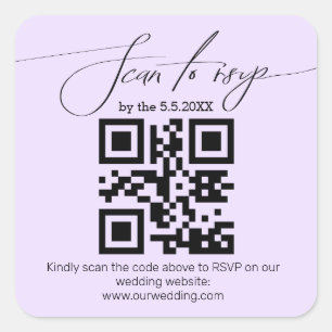 Adesivo Quadrado escrita manual elegante rsvp qr código casamento r