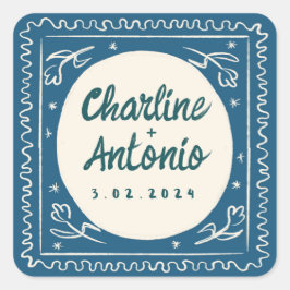 Adesivo Quadrado Escrita manual rosa-vermelha moderna Praça de Casa