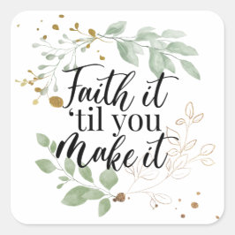 Adesivo Quadrado Escritura Cristã de Fé Eucalyptus Greenery