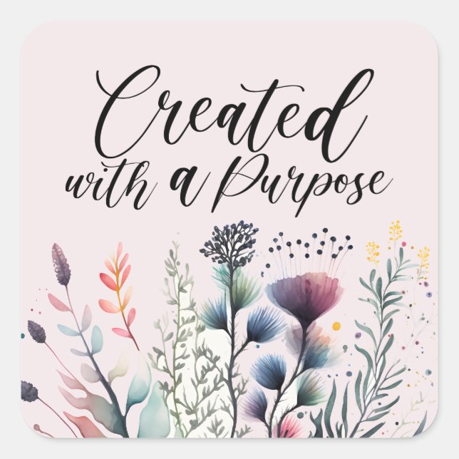 Adesivo Quadrado Escritura Cristã Dizendo Floral (Frente)