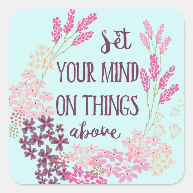 Adesivo Quadrado Escritura de Bíblia Cristã Floral Verse (Frente)