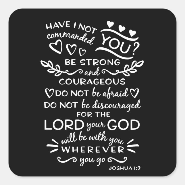 Adesivo Quadrado Escritura de bíblia Verse Joshua 1:9 (Frente)