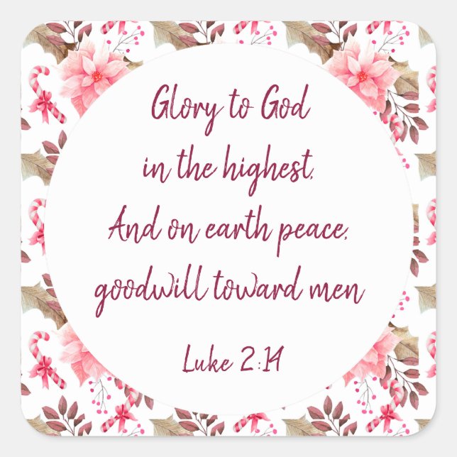 Adesivo Quadrado Escritura do Sticker de Escritura de Natal Cristão (Frente)