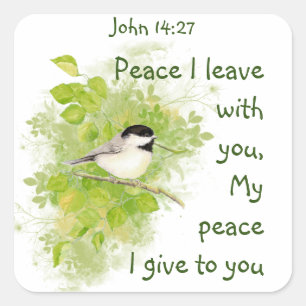 Adesivo Quadrado Escritura John 14:27 A minha paz eu saio contigo
